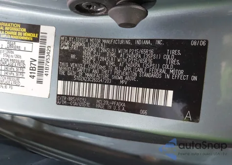2006 Toyota Sienna Le from USA, damaged, VIN 5TDZA23C26S547203